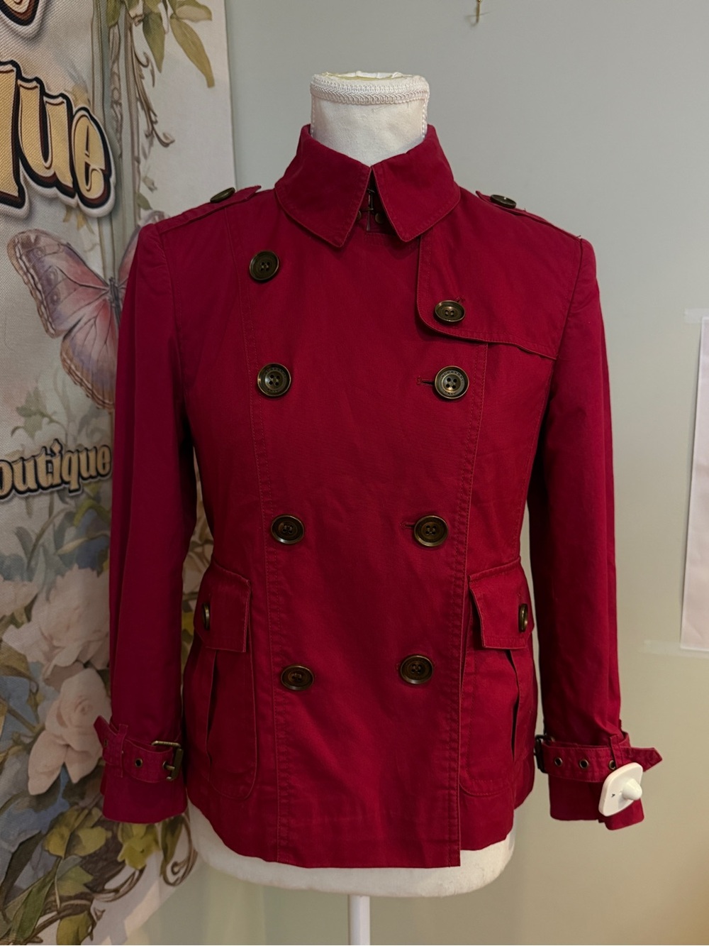 Burberry Double-Breasted Red Trench Coat Jacket